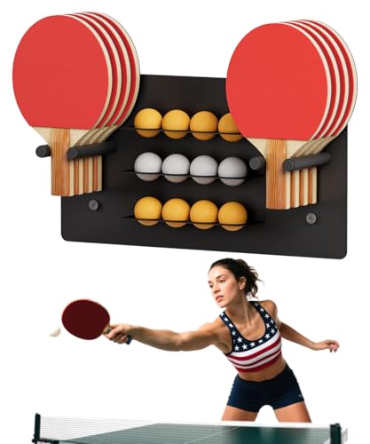 Artibear Ping Pong Paddle Holder, Wall Mounted Metal Magnetic Table Tennis Storage Rack Holds 8 Paddle & 12 Balls, Racket Display Organizer for Game Room, Garage, Sports Equipment Room, Home by Artibear - Image 2