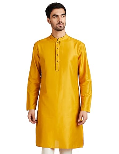 Image of Amazon Brand - Symbol Men Festive Solid Long Kurta (Regular Fit)