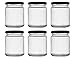6x Weithalsglas 275ml inkl. 8 Deckel in Schwarz, Marmeladenglas Vorratsglas, Glas mit Twist Off Schraubverschluss