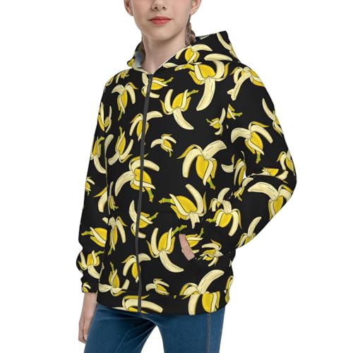 Banana Kids Pullover Hoodies Boys Zip Up Sweatshirts Girls Athletic Clothes with Pocket