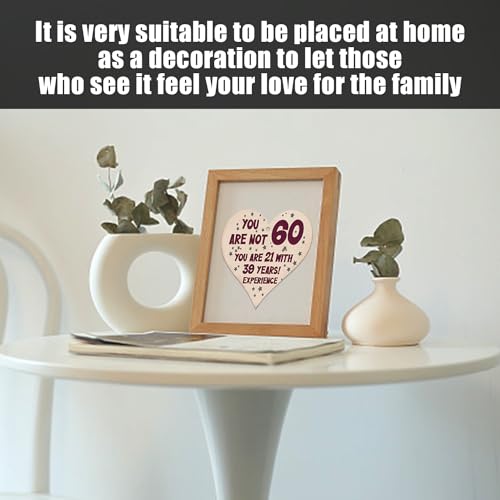 1 Piece of 60th Birthday Card, Wooden Heart-Shaped Plaque, Heart-Shaped Birthday Card, Love Brand, Handmade Pendant Gift, Heart-Shaped Decorative Hanging, Suitable for Birthday Gifts (10 * 10cm) - Image 4