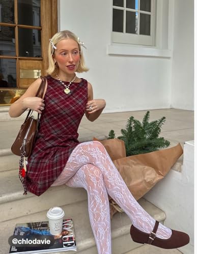 CIDER Mini Dress A Line Plaid Ruffle Hem Sleeveless Low Waist Boat Neck Dress Party Casual Date2