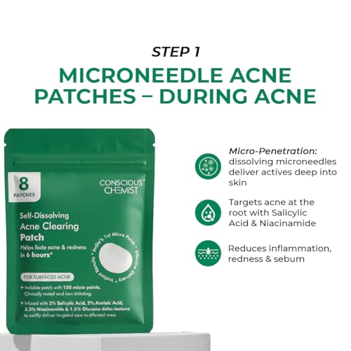 Image of Conscious Chemist Acne Care Duo | Spot Corrector Gel & Microneedle Acne Patches | Helps Improve Skin Clarity | With 2% Salicylic Acid, 2% Azelaic Acid & 3.3% Niacinamide | For Oily & Acne-Prone Skin | Pack of 2