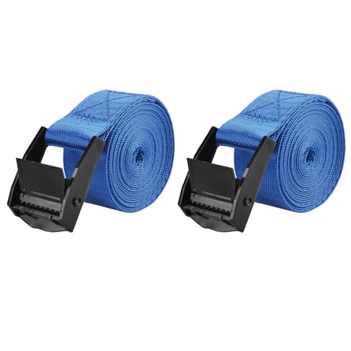 Image of TRIWONDER Cinch Tie Down Straps Cam Buckle Lashing Strap Nylon Small Ratchet Heavy Duty Belts for Packing Cargo Battery Bike Car Roof Rack Kayak Truck (01# Blue - 2 Packs, 6.6 FT)