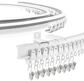 Bendable Curtain Rail for Bay Window 3m/9.8Ft Flexible Curved Ceiling Curtain Track Wall Mount Heavy Duty Plastic Curtain Rails for Bed RV Curtain Track System Room Divider