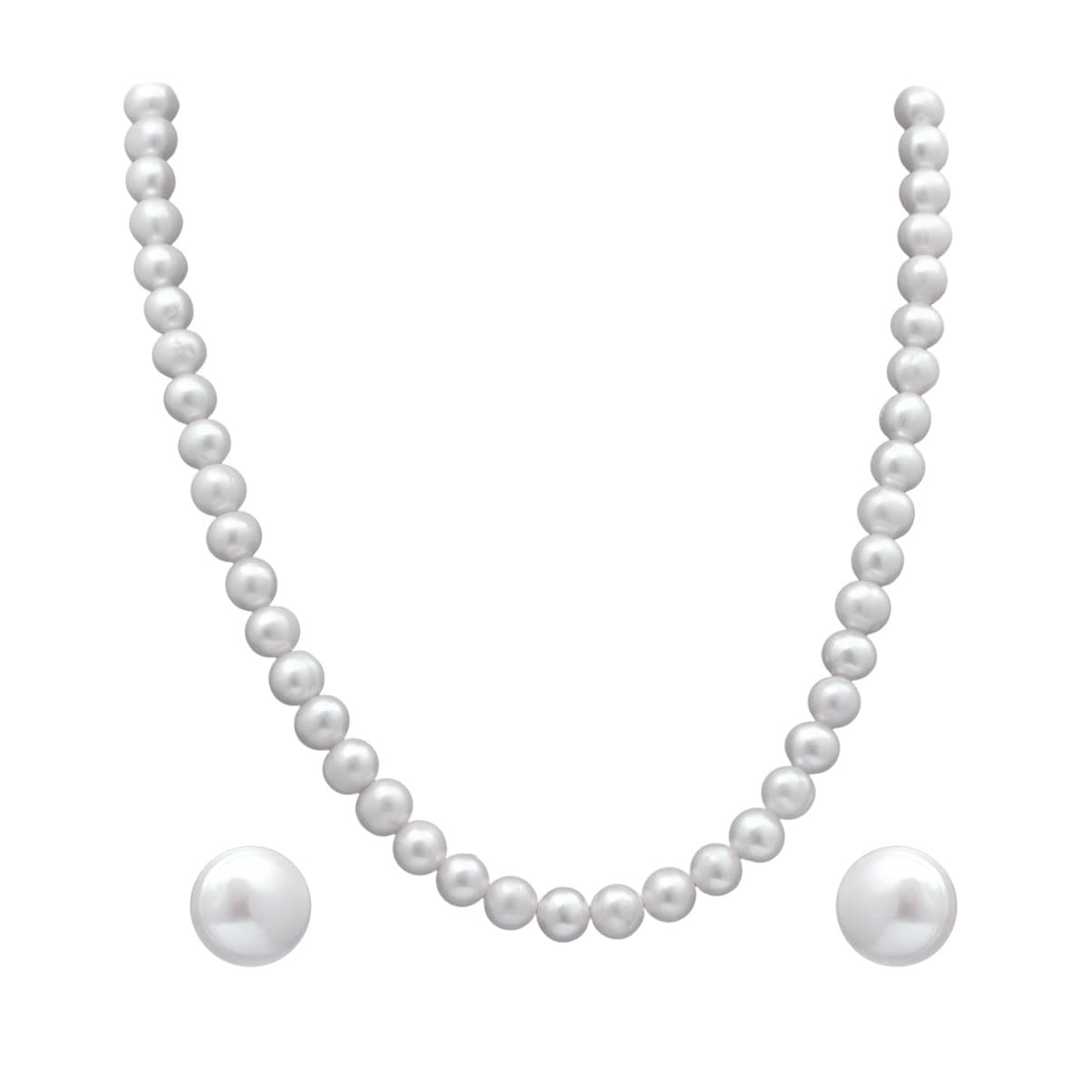 D.D PEARLS white Hyderabadi Freshwater pearl necklace with big matching earrings studs jewellery set for women and girls with brand certificate (B00NZAQPPG) Amazon Price History, Amazon Price Tracker