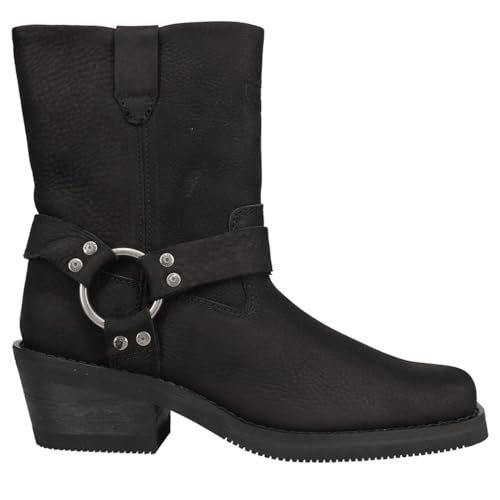 HARLEY-DAVIDSON FOOTWEAR Women's Korsen Harness Mid Calf Boot, Black, 7