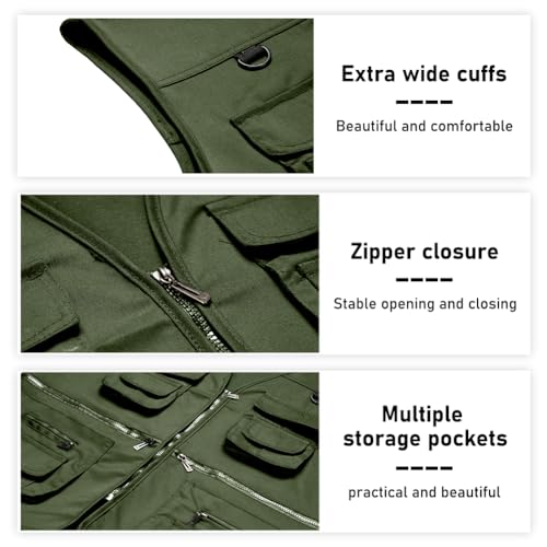 TOLOER Men's Summer Fishing Vest Multi Pockets Casual Vests Waterproof Quick Dry Outdoor Mountain Photography3