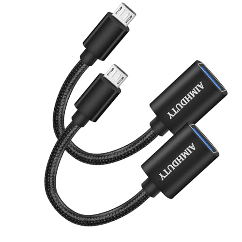 AIMHDUTY Micro USB to USB Adapter 2-Pack Micro USB 2.0 OTG Cable Converter Nylon Braided Aluminum Shells MicroUSB Male to USB Female Cable for S7 LG Flash Drive Mouse Keyboard Game Controller