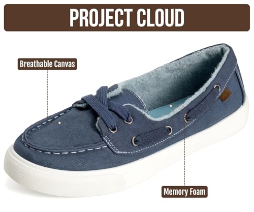 Image of Project Cloud Canvas Sneakers for Women - Memory Foam Slip On Shoes Women Footwear - Lightweight and Non Slip Fashion Sneakers (Seasalt)
