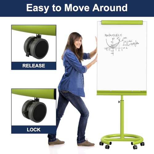 Image of TSJ OFFICE Rolling Whiteboard Standing - 40 x 26 Inches Mobile White Board