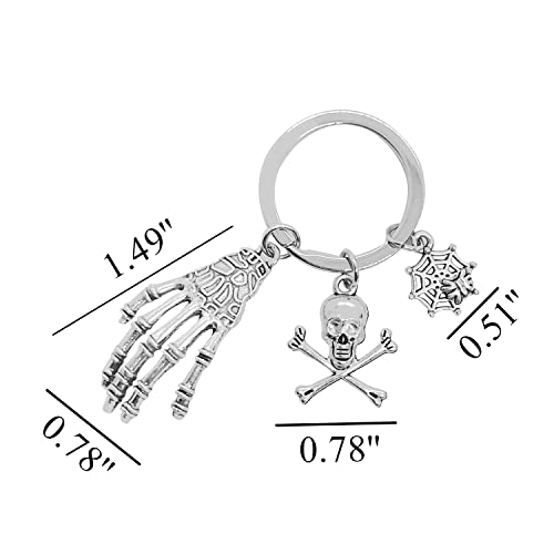 Phaeton 30Pcs Halloween Keyring Skeleton Hand Skull Spider And Web Keychain Key Rings Hanging Decor Keychains For Bag Halloween Key #TOP1