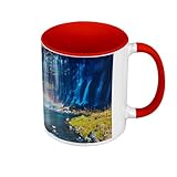 Fabulous Mug de Couleur Qualité Premium Rouge   Japon Arc en Ciel Cascade Paysage Riviere Decoration   Tasse avec anse et intérieur de couleur