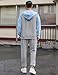Babioboa Men's Tracksuit Casual Hooded Set 2 Piece Full Zip Sweatsuit Jogging Suit Fashion Streetwear(Light Blue,L)