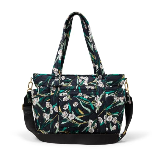 Amazon Essentials Womens Quilted Cotton Tote Handbag Black Floral One Size