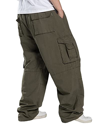 Kinghua Baggy Cargo Pants for Men Casual Loose Fit Elastic Waist Cotton Twill Cargo Pants3