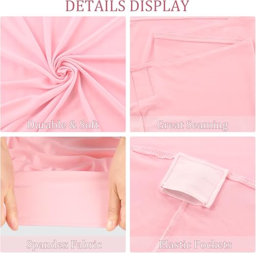 Image of 2 Pack 6FT Spandex Table Covers Washable Wrinkle Resistant Stretch Fitted Rectangle Tablecloth for Folding Table Wedding Party Birthday Banquet Bar Events(Pink)