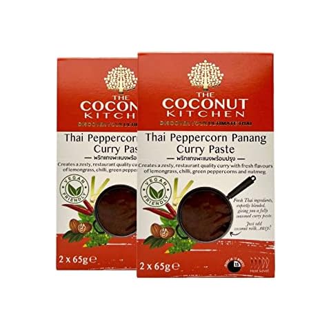 The Coconut Kitchen - Thai Peppercorn Panang Curry Paste, Thai Red Curry Kit, Vegan Thai Paste, Thai Style Spice Blend Pack, Curry Gifts for Men, Thai 7 Spice (2 Pack of 2 x 65g) Cover