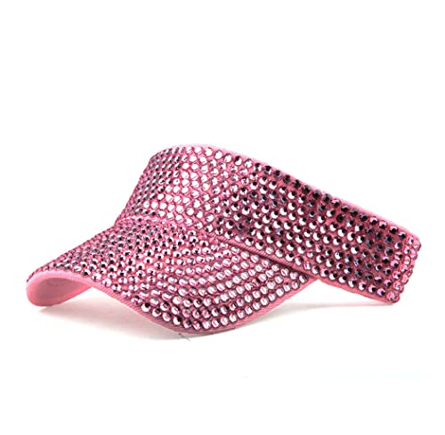 Image of Gudessly Shiny Rhinestones Sport Sun Visor Adjustable Summer Cap Visor Caps for Women Men