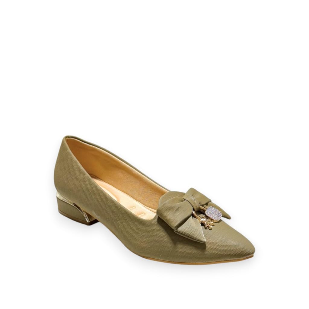 rj footwear Women's Ballerina Flats,Women's Flat Heel Belly,Women's Fancy Stylish Block Heel Bellies for Casual,Party, and Formal Occasions. Khaki-picture-31