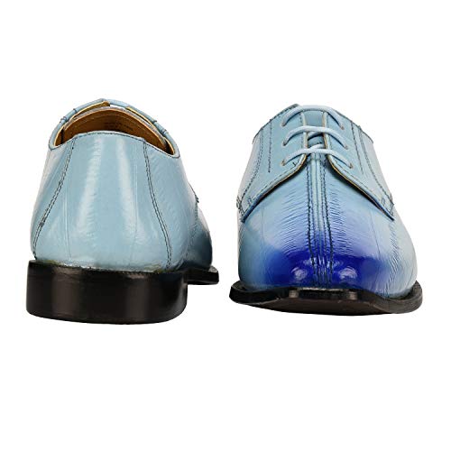 Libertyzeno Boys Eel Print Genuine Leather Kids Dress Shoes 1005 Blue 7 Big Kid #TOP1