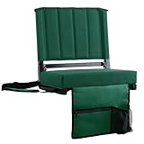 SPORT BEATS Stadium Seats with Back Support Bleacher Chairs with Back and Cushion Thick Padded Bleacher Seats Includes Shoulder Strap Huntergreen 2pcs Regular - 17