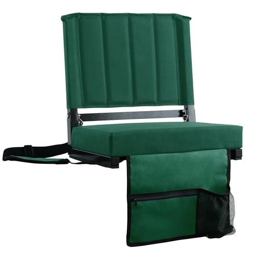 SPORT BEATS Stadium Seats with Back Support Bleacher Chairs with Back and Cushion Thick Padded Bleacher Seats Includes Shoulder Strap Huntergreen 2pcs Regular - 17