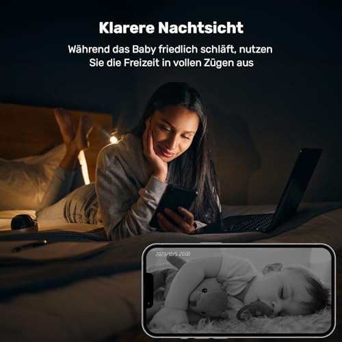 Jeeber 24/7 Haustierkamera mit app 360 Grad Schwenkbare WLAN Indoor Kamera überwachung Innen,2K WLAN Überwachungskamera Innen mit Automatische Verfolgung,Zwei-Wege-Audio Hunde Kamera für Haustier/Baby – Bild 4