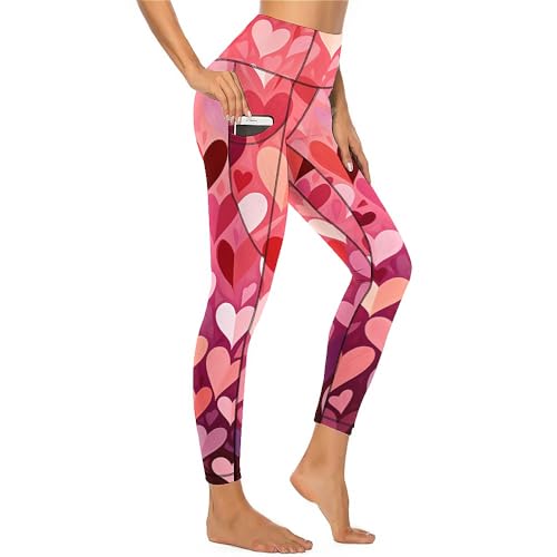 Anceky Leggings de Entrenamiento para Mujer, Cintura Alta, Love51, con Botones en Contraste y Longitud Completa, para Yoga