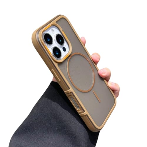 Coque de protection magnétique iPhone 15 Pro marron anti trace et choc