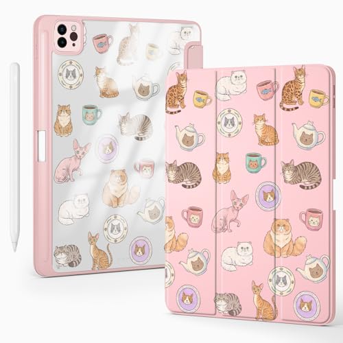 Funda para iPad Air de 11 pulgadas de 7ª 6ª generación M3 M2 con soporte para lápices rosa
