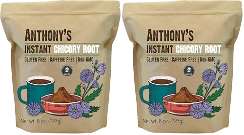Anthony's Instant Chicory Root, 8 oz, Gluten Free, Caffeine Free, Non GMO, Coffee Alternative (Pack of 2)