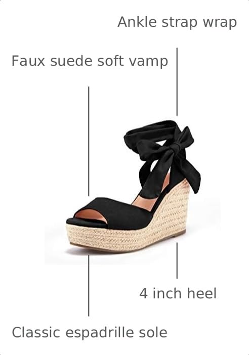 Image of SERAIH Womens Lace up Espadrilles Platform Wedges Sandals Heels Tie Ankle Strap Summer Dress Shoes