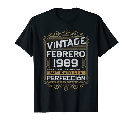 Febrero 1989 Vintage Regalo 34 Años Cumpleaños Hombre Camiseta