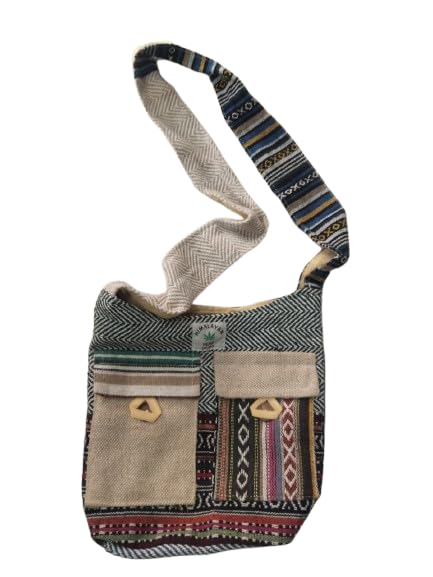 Image of Women Crossbody Bag, Handwoven Ethnic Pattern, Multi-Color Striped Strap, Zipper Pockets, Bohemian Style