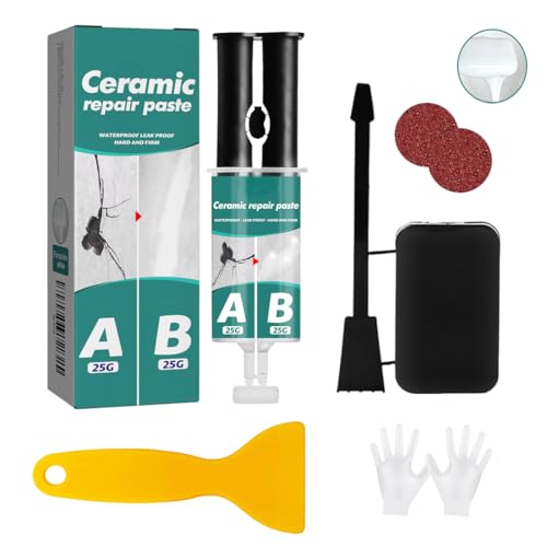 1 Piezas Pasta reparadora de ceramica，Kit Reparacion Plato Ducha Resina, Kit Reparacion Baldosas para Reparar Desconchones, Abolladuras, Mellas y Grietas en Accesorios de Porcelana y Cerámica