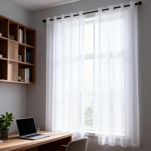 Cortinas translúcidas de 220 x 65 cm para iluminar habitaciones oscuras con privacidad 2