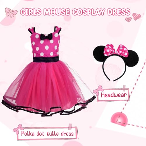 Kid Girls Polka Dots Princess Dress Toddler Ballet Dresses with Headband4