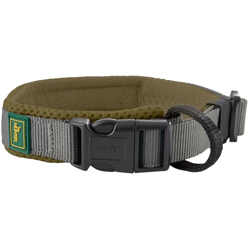 Hunter Halsband Maldon, Farbe: Oliv, atmungsaktives Mesh, Robustes Nylon, lautlos & allergikerfreundlich, Zugentlastung, integriertes Adresslabel, besonders leicht, Größe: S