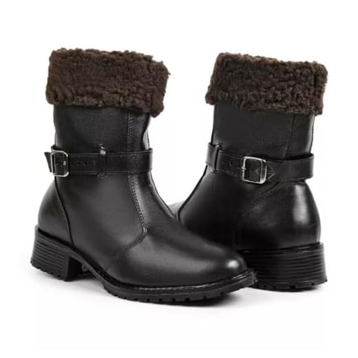 Bota Feminina de Inverno em Couro Forrada com Lã Impermeável - Zurique (Preto, BR, Adulto, Numérico, 33)