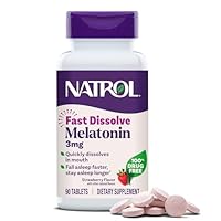 Natrol Fast Dissolve Melatonin 3 mg, Melatonin Supplements for Restful Sleep, Sleep Support for Adults, 90 Strawberry-Flavored Tablets, Up to a 90 Day Supply