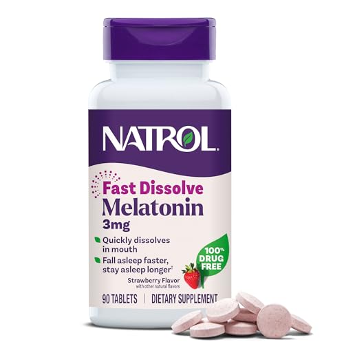 Natrol Melatonin 3mg Fast Dissolve Tablets Strawberry Flavor 90 Count Sleep Aids for Adults Fast Dissolve Melatonin for Adults 90-Day Supply