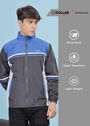 Image of Dollar Men's Polyester Colourblock Windcheater Jacket With Zipper Pockets