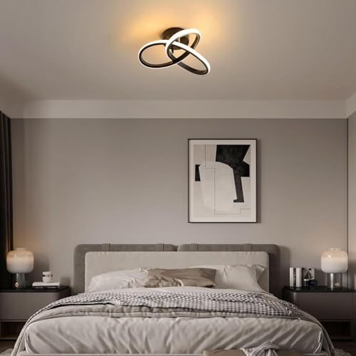 Image of Modern Dimmable LED Ceiling Light | Flush Mount Black Fixture with 3 Color Modes | Adjustable Brightness for Bedroom, Living Room & Dining Room (Ceiling Light (802))
