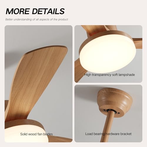 Myleoron 42 Inch Wood Ceiling Fan with Remote, Solid with Ligh by Myleoron - Used condition - Image 6