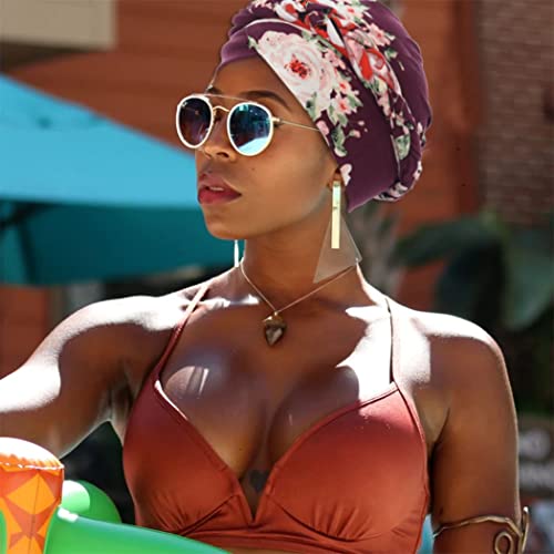 Woeoe Braid Beanie Cap Headwraps Tie Dye Floral Head Scarf Stretch Pre-Tied Breathable Head Turbans(Pack Of 2) #TOP6