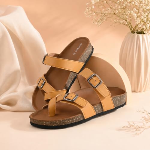Image of Centrino Women's Berkin-Style Slip-On Sandals | Open Toe Design | Soft PU Footbed | Lightweight & Comfortable | Arch Support | On-Grip Sole | Casual Outdoor Wear (7693)