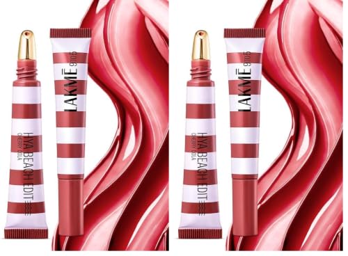 Image of Lakme 9to5 Hya Beach Edit Lip Gloss Stain - 5 Cherry Cola, Long Lasting Stain, For Soft and Nourished Lips, with Linoleic Acid & Hyaluronic Acid, SPF 15, Non-Sticky and Lightweight, 10 ml (Pack of 2)