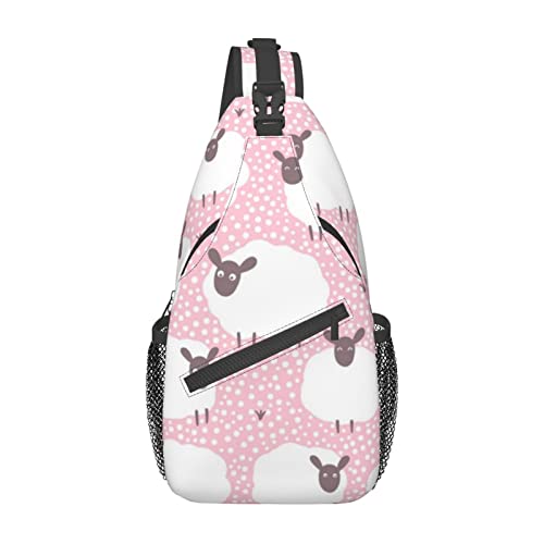 Sac à dos de voyage randonnée imprimé mouton noir et rose mixte
