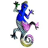 TOPINCN Metal Gecko Wall Art Decor, Lucertola Colorata Scultura da Parete Decorazione da Appendere Arte Scultura Artigianato per Interni Esterni Casa Camera da Letto Soggiorno Ufficio (Colore 6)